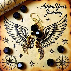 $10 Radical Drop!  Elaborate Black & Gold Feather Dangle Earrings